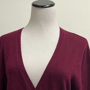 N Peal dark red berry cashmere v cardigan sweater XL